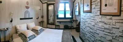 Plan de l'établissement 4 couchages Matelas M de Forme côté jardin au calme