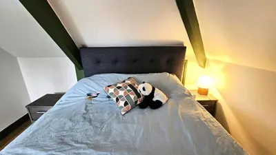 Un ou plusieurs lits dans un hébergement de l'établissement Gîte de France Pool house 3 épis - Gîte de France 3 personnes MAE-4641