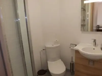 Salle de bains dans l'établissement Gite 6 Gîte au Puy Mary Hébergement Idéal pour Explorer les Volcans d'Auvergne