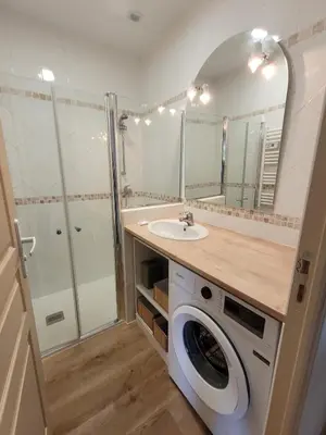 Salle de bains dans l'établissement Gîte L'alcôve