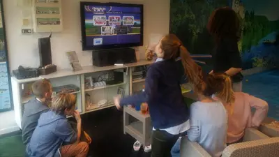 Télévision ou salle de divertissement dans l'établissement TRUITE FARIO, FISH AND GITES